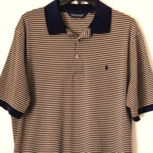 Ralph Lauren Polo Golf Pima Cotton Pique Shirt. Size Large. Khaki/Navy